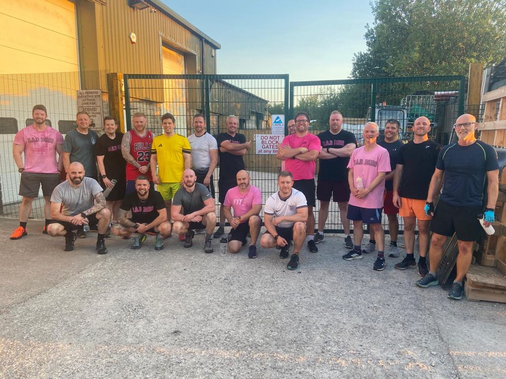 The DadBods group outside the gym on a summer evening
